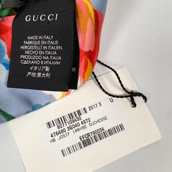 Gucci Josif Flower Print Silk Headband - Picture 5 of 6
